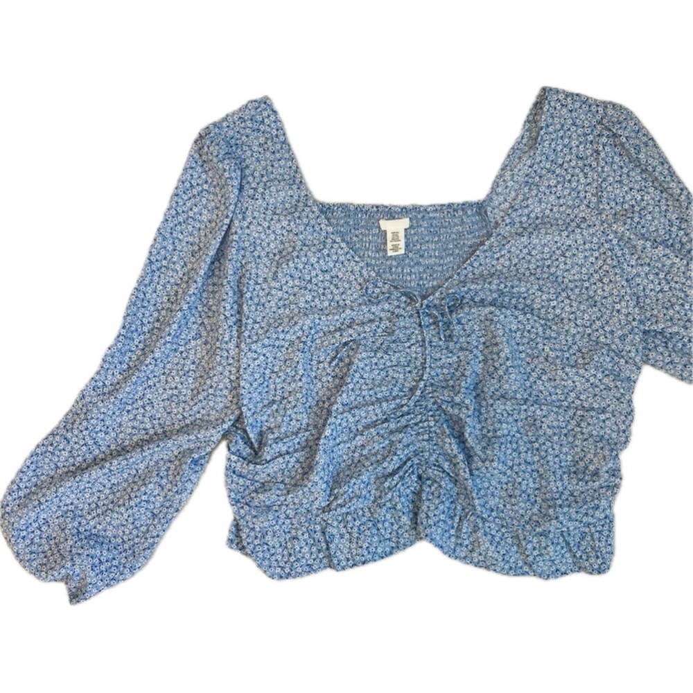 H&M Floral Draped Smocked Blouse‎